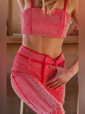 12th Tribe Set - red crop top and pants set